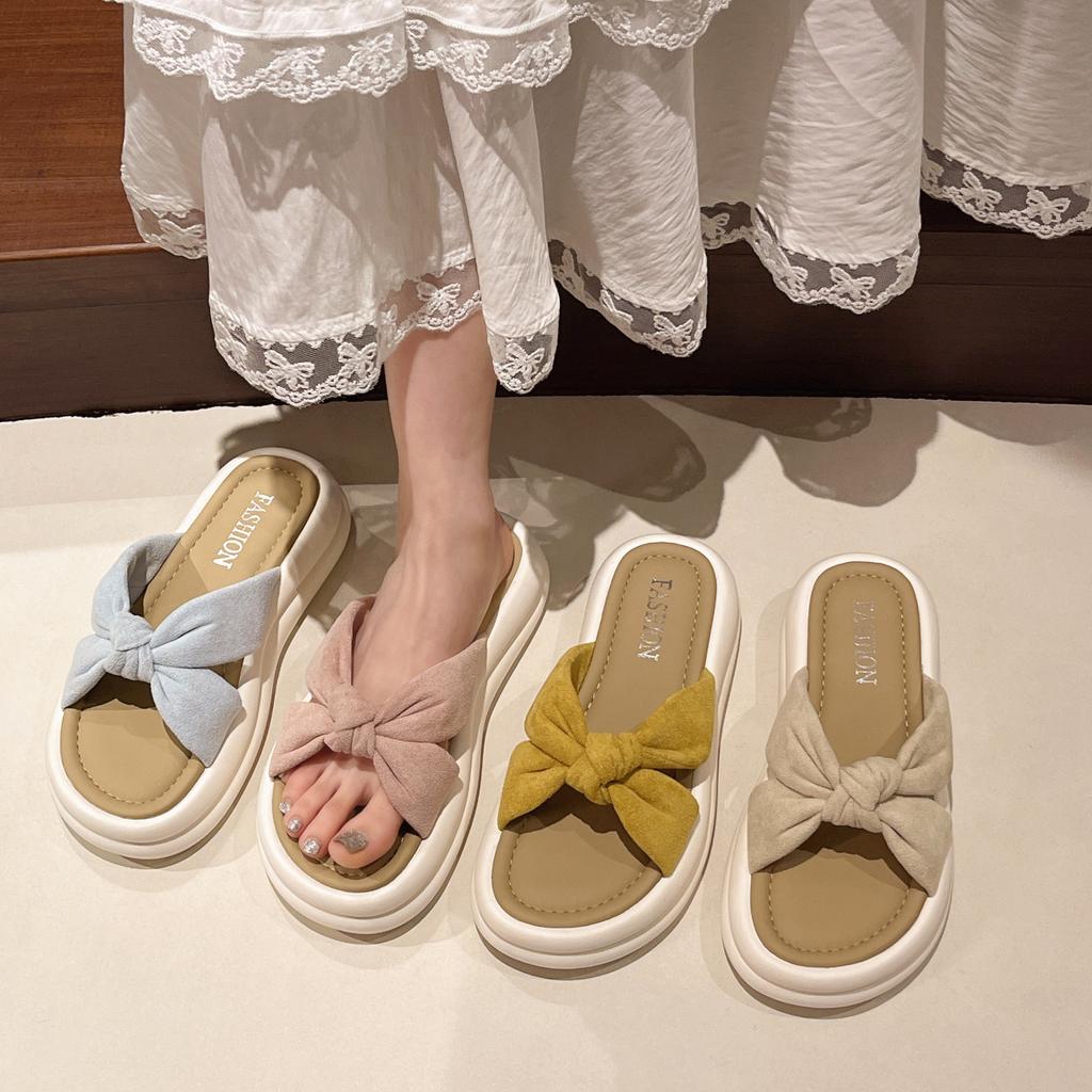 Cool Slippers Female Summer Wear 2025 New Fairy Style with Skirt Platform Beach Sandals Fashion Satin One-word Drag