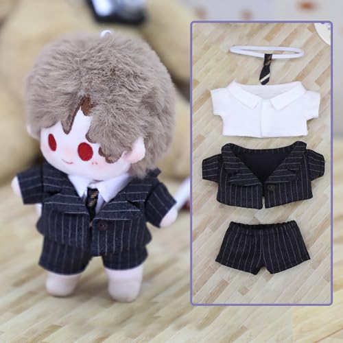 niannyyhouse 10cm x 20cm Plush Clothes: Jacket, Shirt, Tie, Pants, Striped Suit, Cotton Doll, Dress-Up (Blue 10cm)