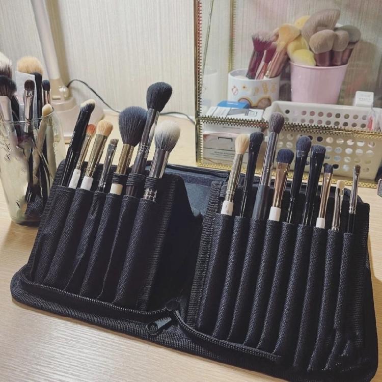 15 Pockets Stand-up Makeup Brush Holder Organizer Bag Cosmetics Storage Pouches