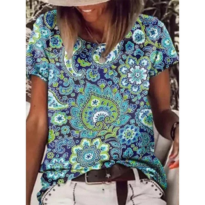 T-shirt Geometriche Stile Etnico alla Moda Maglietta a Manica Corta Oversize da Donna Stampa 3D Retrò Top Harajuku Magliette Abbigliamento Donna