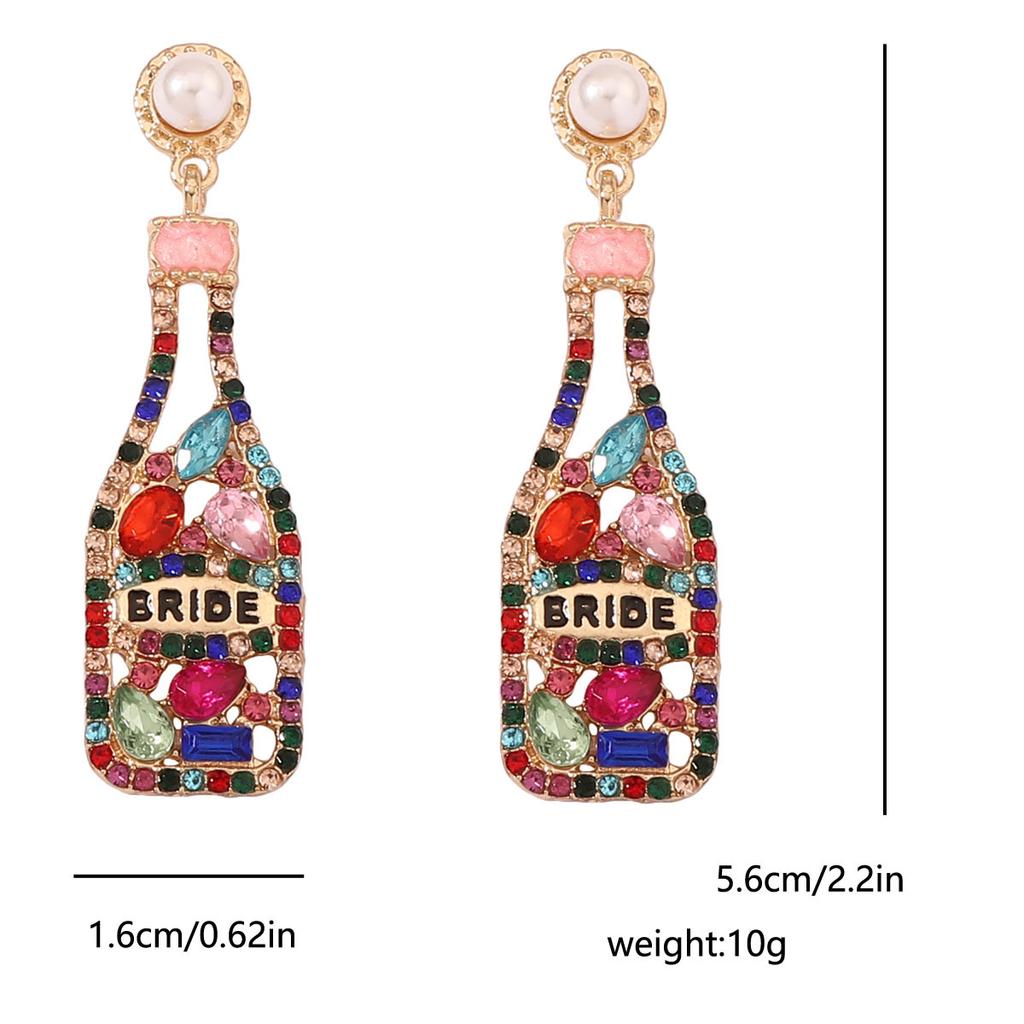 Yiwu Accessories Alphabet Wine Bottle Design Temperament Trend Light Luxury Versatile Earrings Earrings Jewelry Women