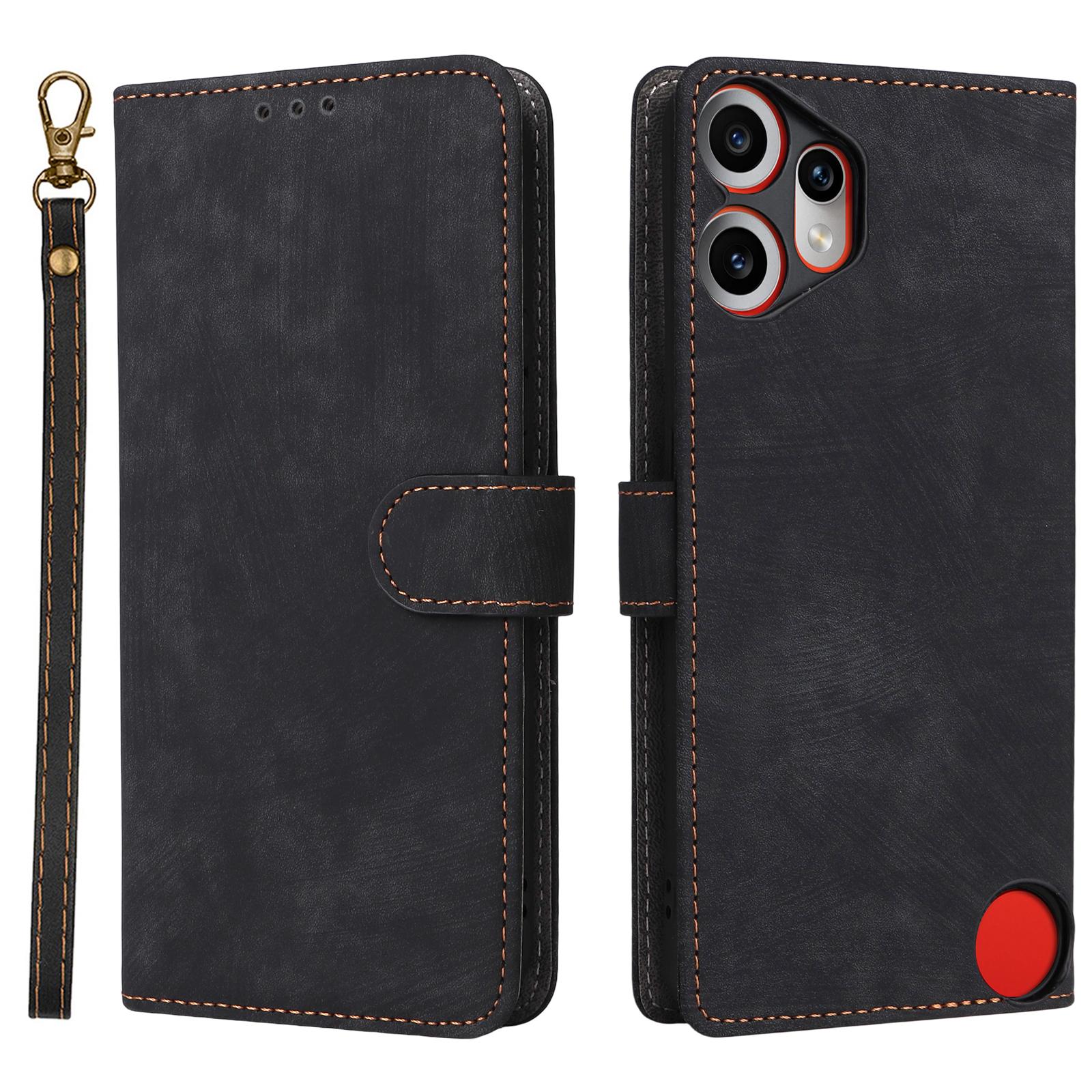 

For Nothing CMF Phone 2 Pro Case Wallet RFID Blocking PU Leather Phone Cover Stand with Strap Black