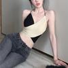 Hot Girl Cross Tie Halter Knitted Camisole Vest For Women Summer Sexy Short Bandeau Sleeveless Top