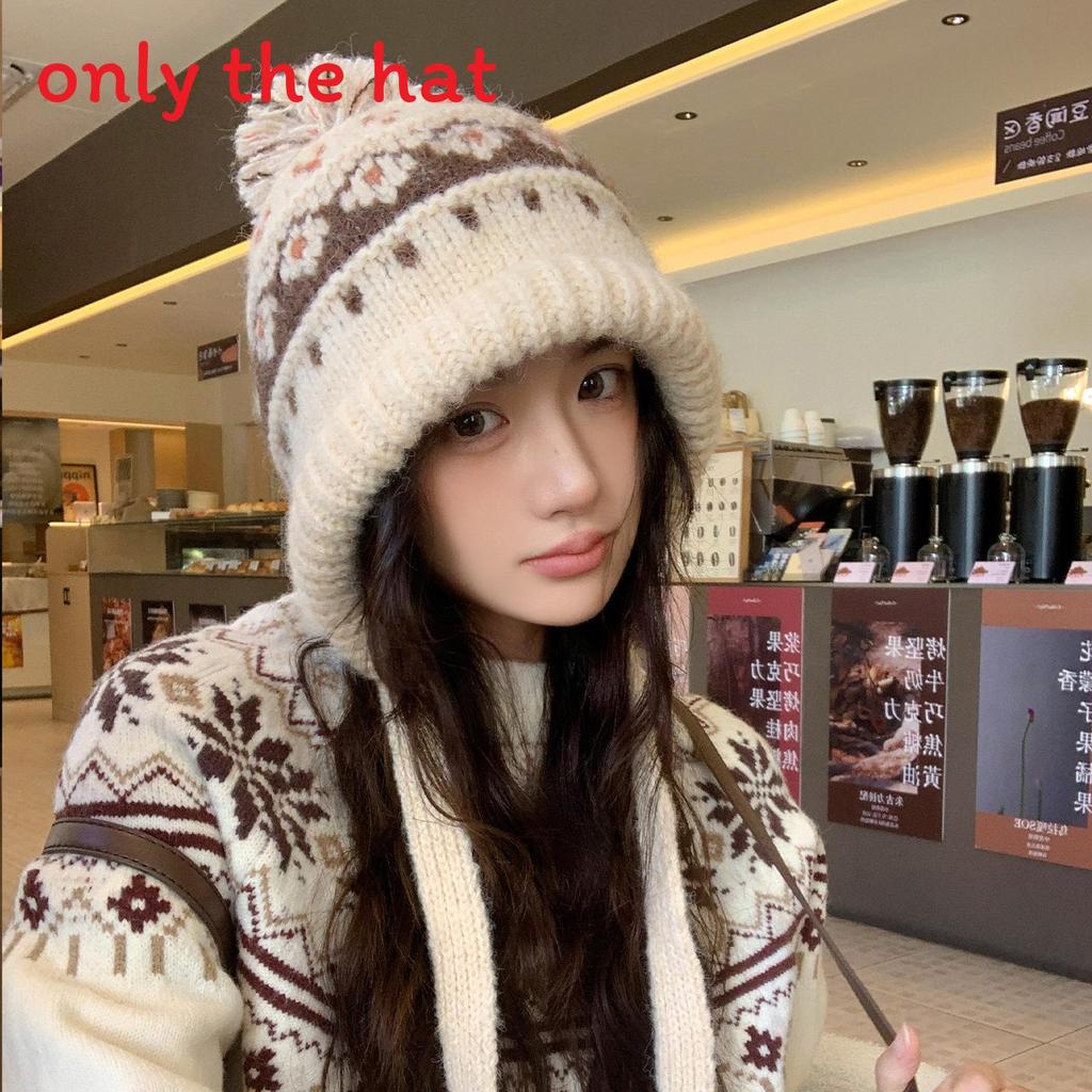 Vintage Knit Beret Wool Blend Warm Hat For Autumn Winter Women
