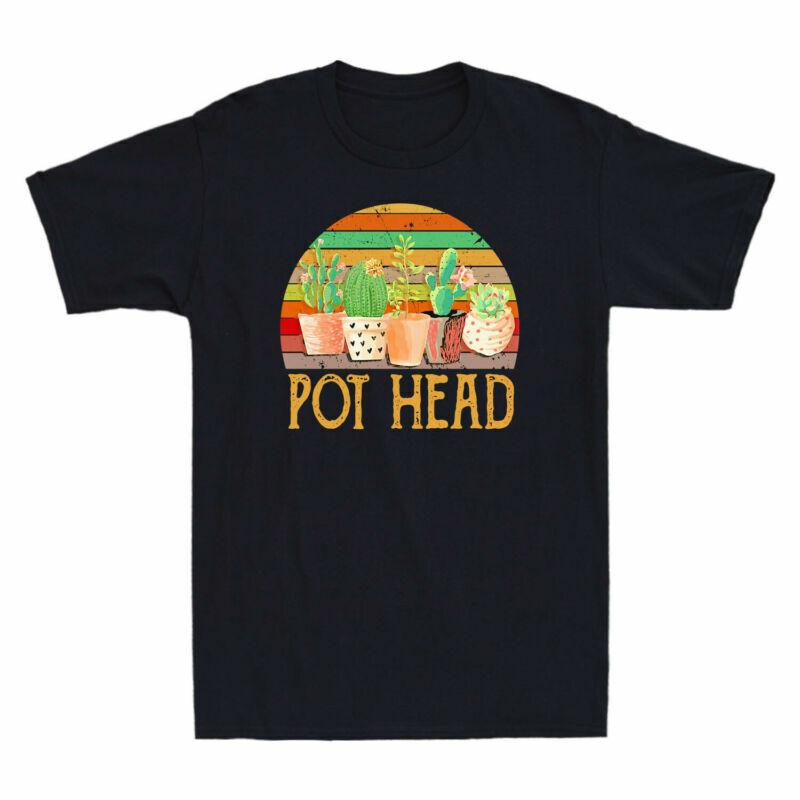 Tee Flowers Sunset Vintage Gardening Cactus Shirt Pot Head Retro Cotton Tshirt