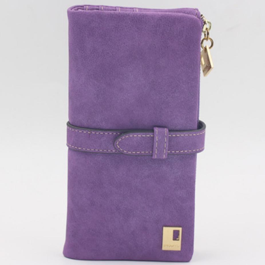 

Кошелек женский кожаный многофункциональный складной с пряжкой большой вместимости фиолетовый