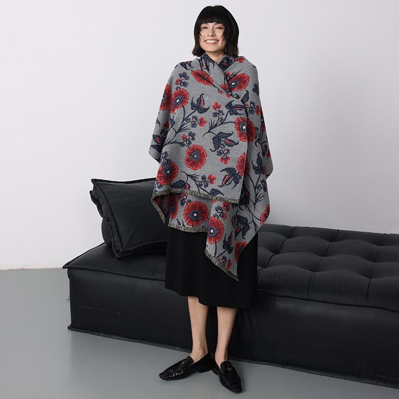 Luxury   Women Soft Winter Cashmere Scarf Fashion Flowers Warm Shawl And Wrap Bandana Pashmina Female Scarves