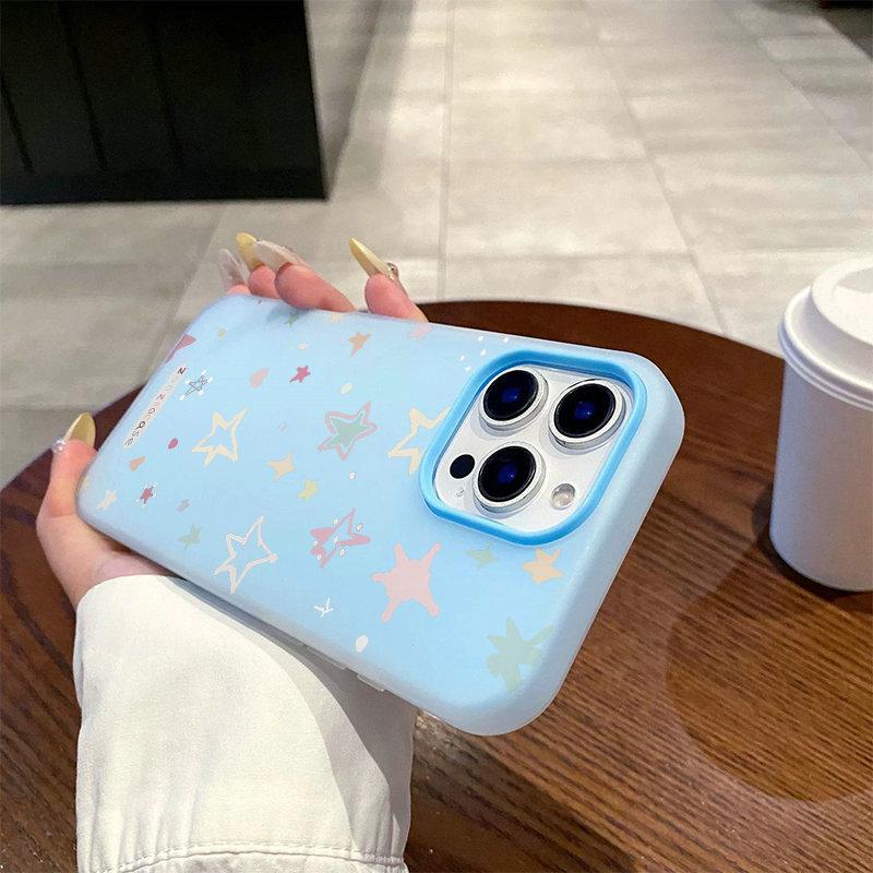 Patterned Matte Frosted Skin Feel Casing PC+TPU 2in1 Stars Printed Protective Cover Soft Back Case