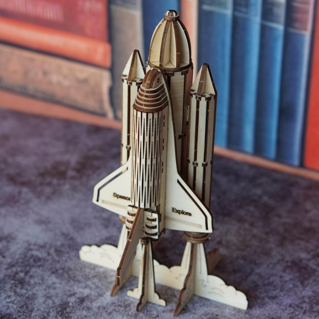 3D wooden puzzle for adults airplane model rocket building block toy kit, handmade DIY assembly model