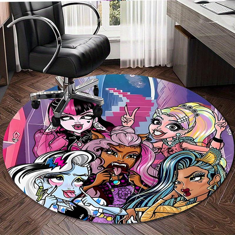 1pc Monster High Draculaura4 Design Printed Area Round Carpet for Bedroom Living Room Home Decor Rugs Mat Non Slip Mat Rug for Bedside