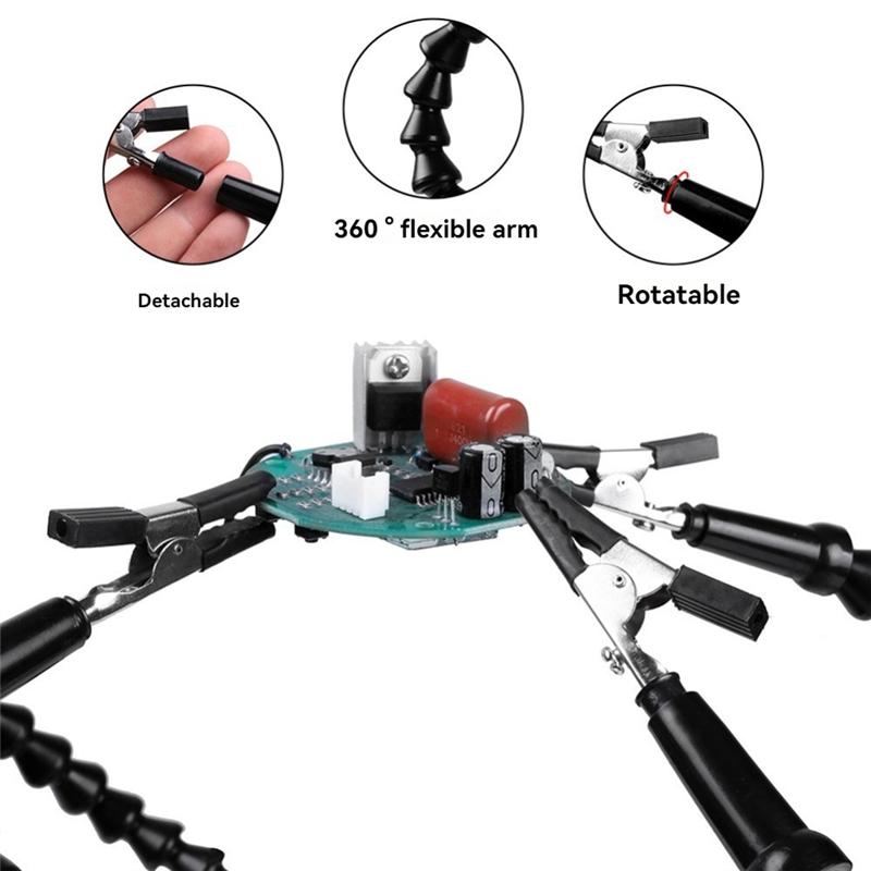 

Helping Hands Soldering Third Hand PCB Circuit Board Holder Flexible Arms With Desk Clamp Base For Electronic Boards чорний