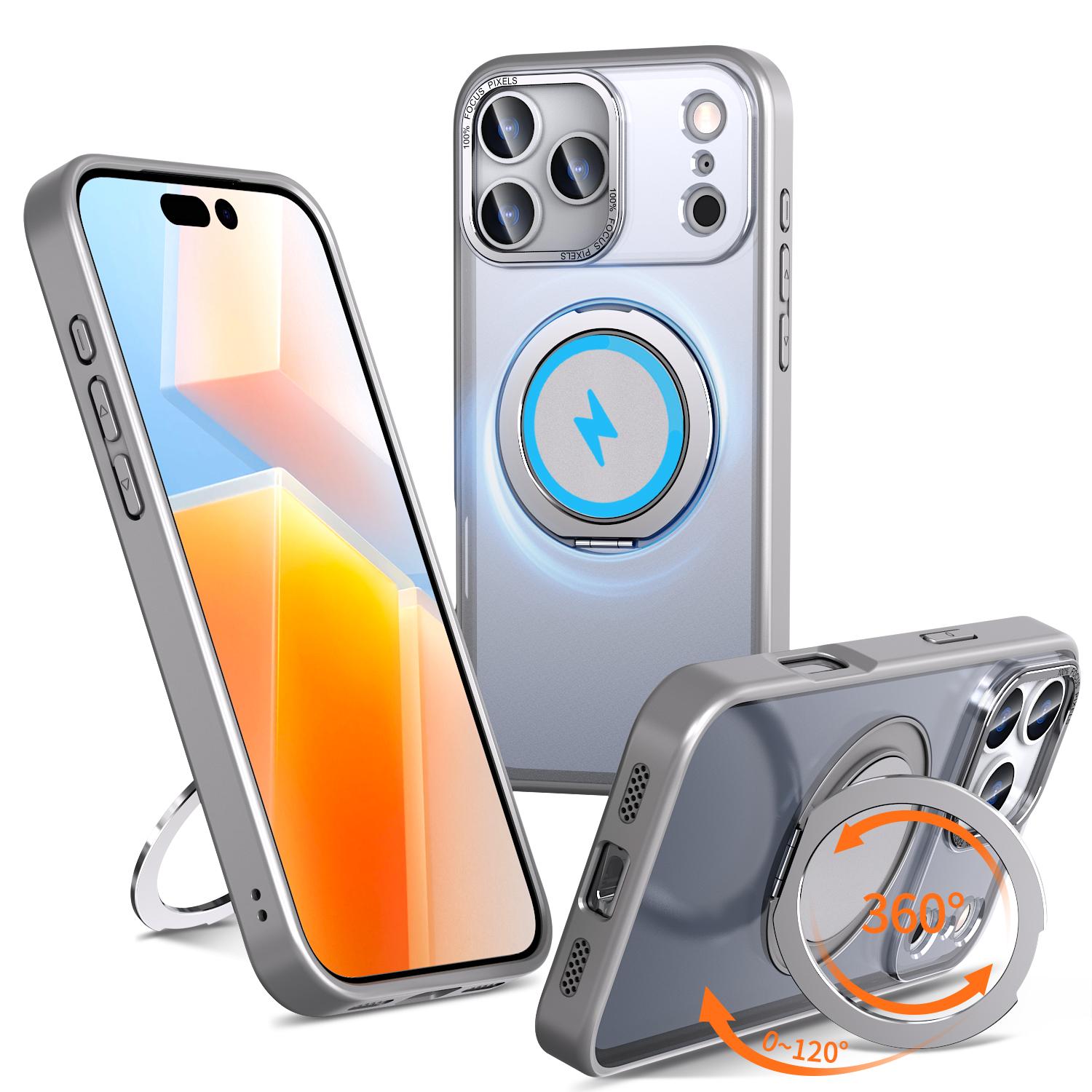 

Rotating Magnetic Kickstand Stand Phone Case For iPhone 17 16 Pro Max Plus Matte Frosted Shockproof Protective Back Cover iPhone Air