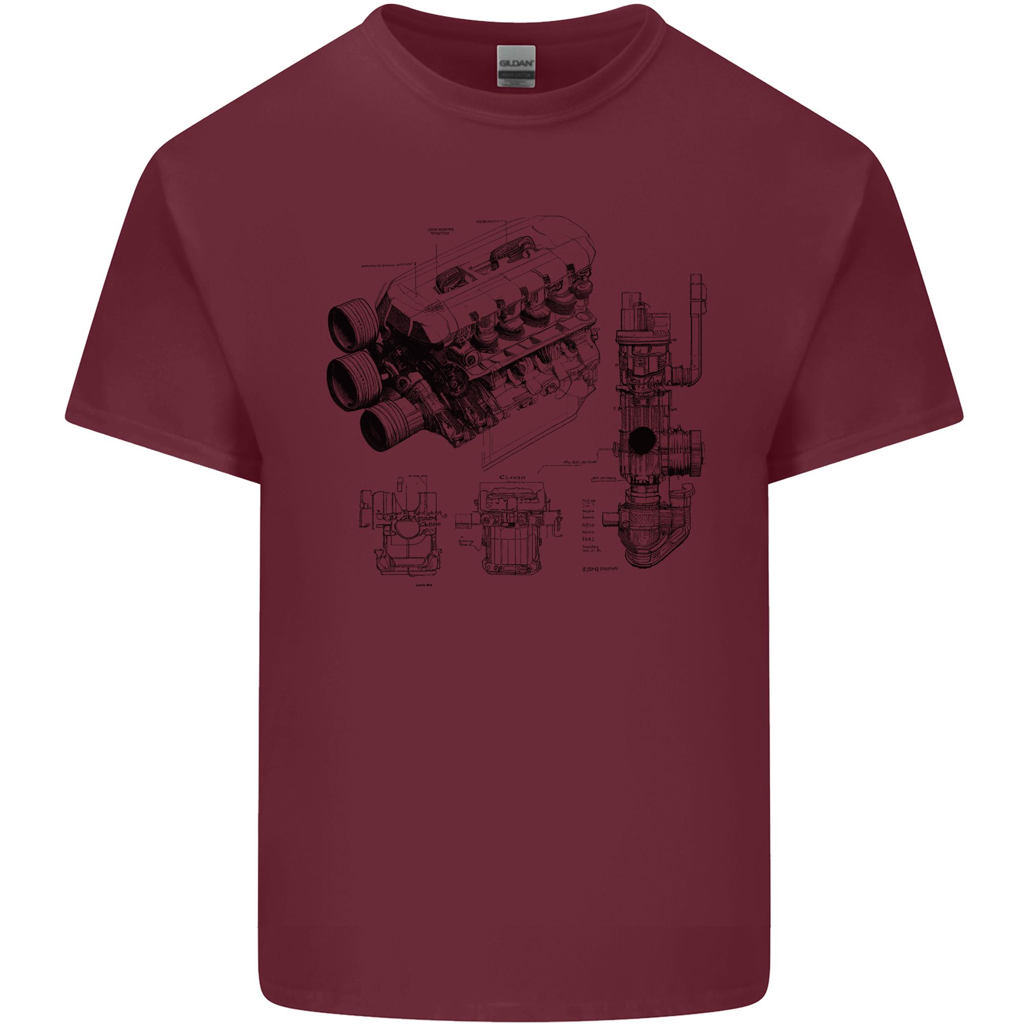 Car Engine Blueprints Petrolhead Unisexs Light Cotton TShirt S
