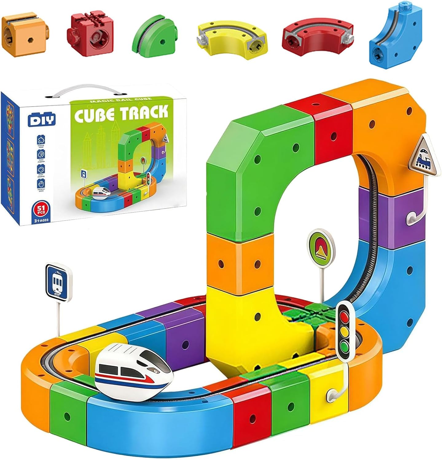 

Electric Magnetic Track Set Diy Assembled Building Blocks Magnetic Rail Car Maze Educational Toys For Kids Christmas Gifts