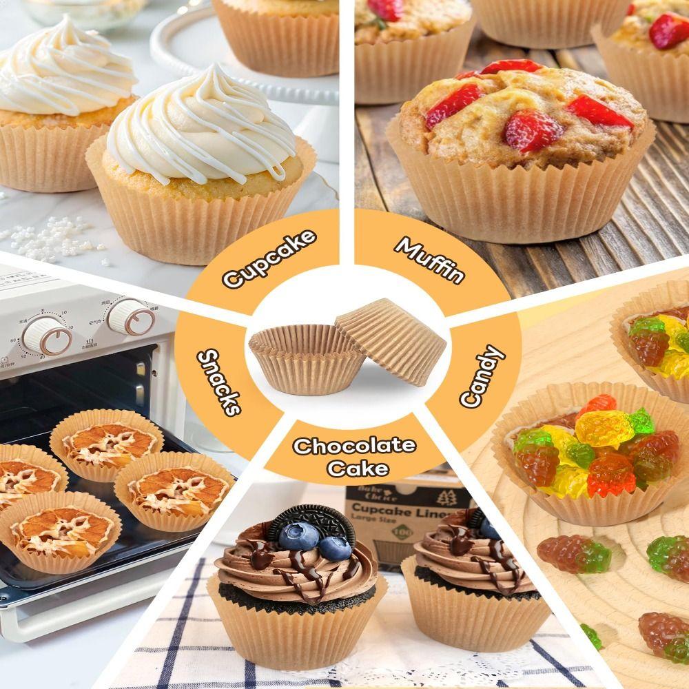 100 PCS Colorful Non-stick Cupcake Liners Food-grade No Smell Baking Cups Parchment Paper Greaseproof Muffin Liners Birthday