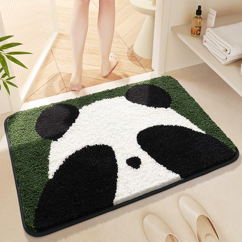 Selected room specific floor mat, water absorbing quick drying household foot mat, cartoon plush bathroom door mat, panda toilet