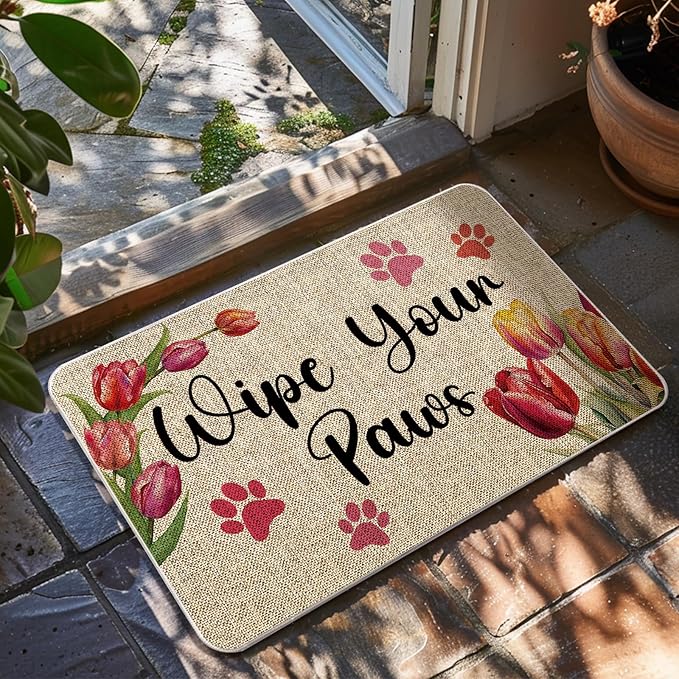 Wipe Your Paws Door Mat Winter Outdoor Rug Christmas Decorative Doormats Home Kitchen Entrance Rug Floor Front Door Mats Door