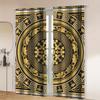 2PC Black Gold Greek Curtains, Elegant Thermal Drapes for Living Room & Bedroom, Luxury Window Panels Home Decor