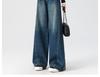 Damen gestreifte High-Waist Jeans mit weitem Bein, formend und lockere Passform, Frühling/Herbst 2025 Stil