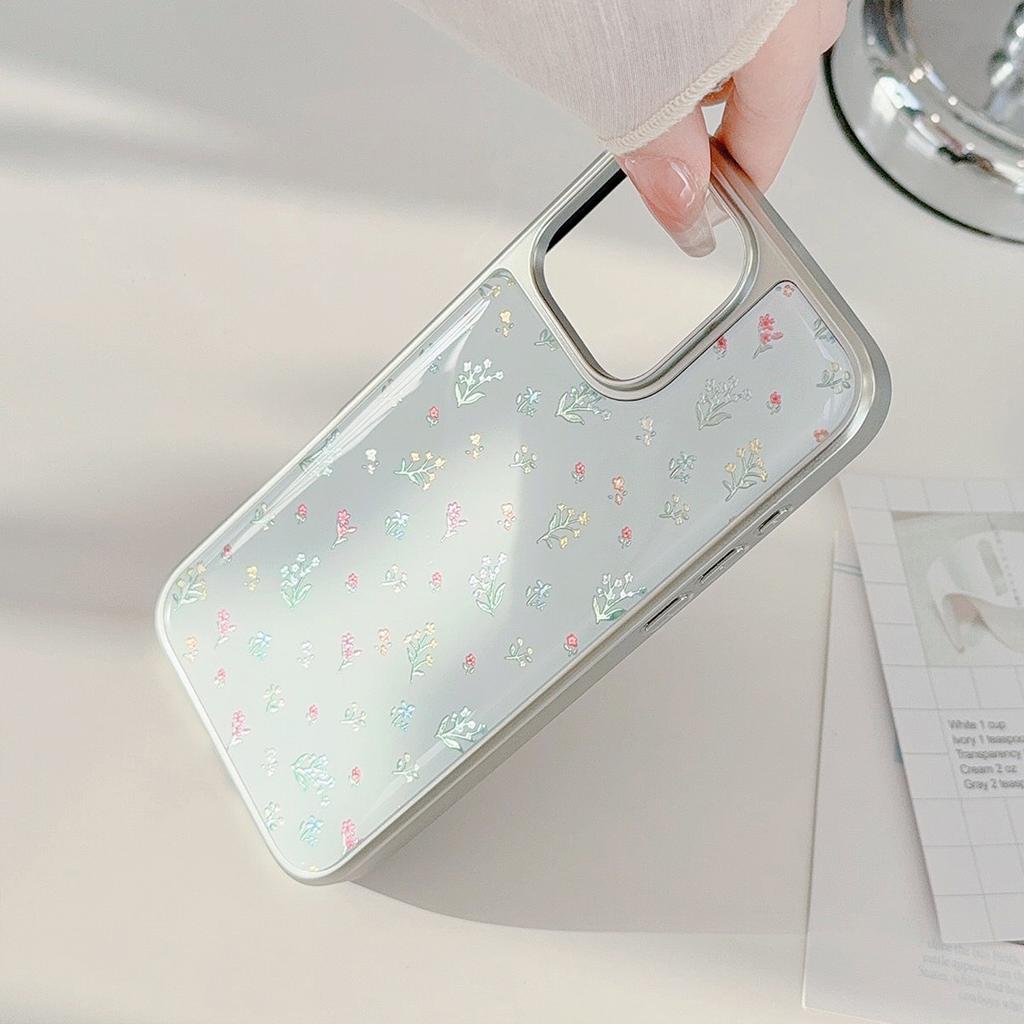 Gilded Apple 16pro Max Mobile Phone Case Iphone15 Color Small Flowers 14 13 Suitable for Huawei Mate Glue Drop