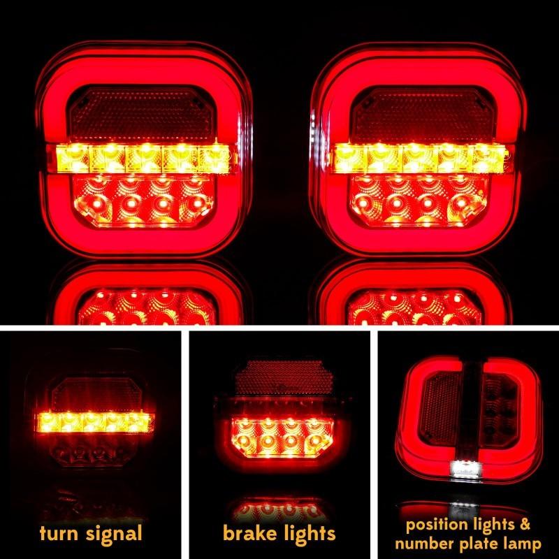 Universal LED Trailer Rear Lights Kit 2Pcs Super Bright High Lumens Simple tallation Brake Lights For Trailer Truck Taill