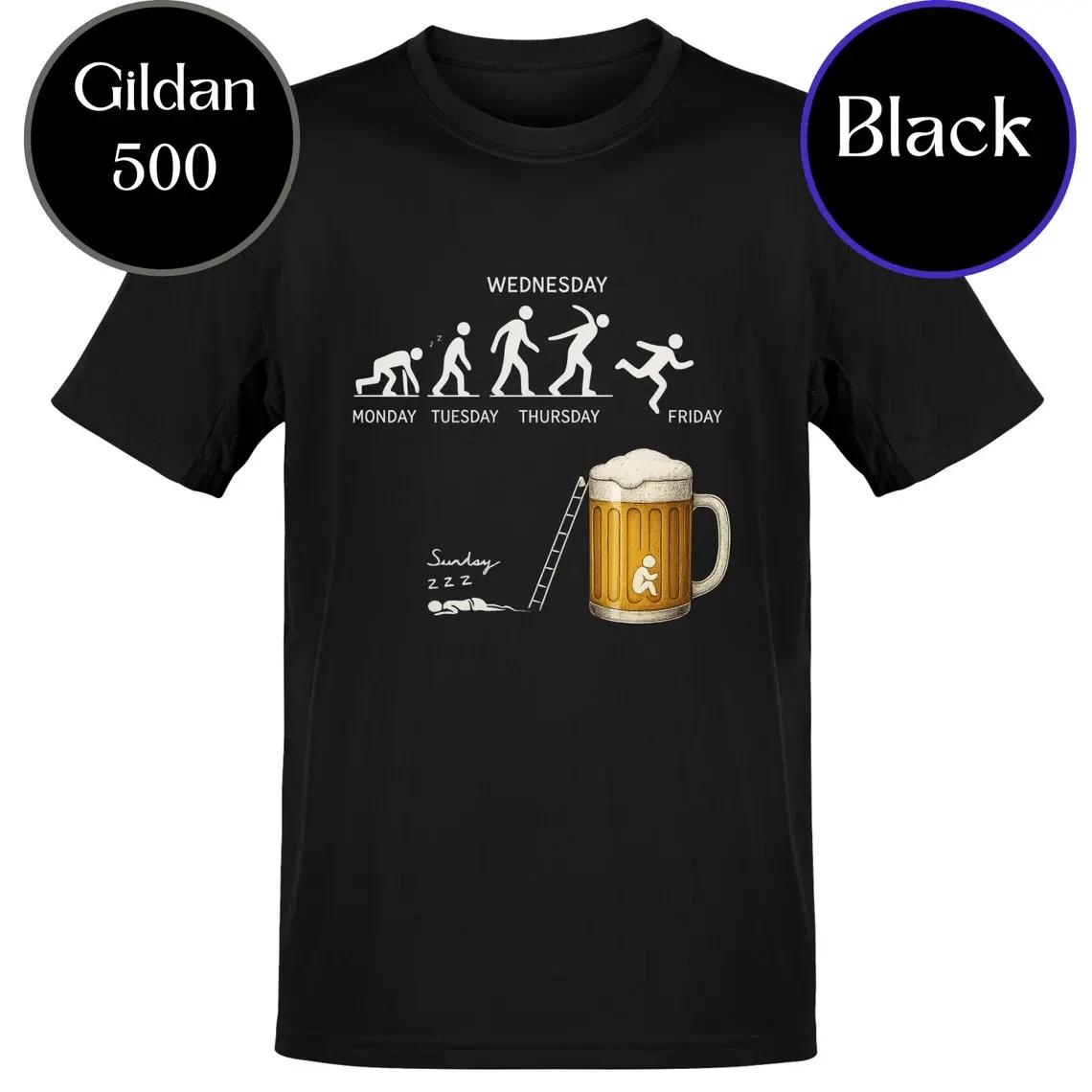 Funny Beer Evolution T- Shirt: Workweek Drinking Humor Tee M