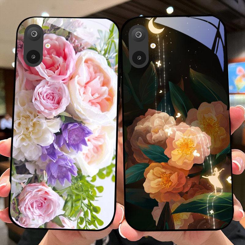 Luksusowe etui ze szkła hartowanego do Samsunga A06 A16, twarde etui ze szkła PC do Samsunga Galaxy M06 F06 M16 F16, odporne na wstrząsy