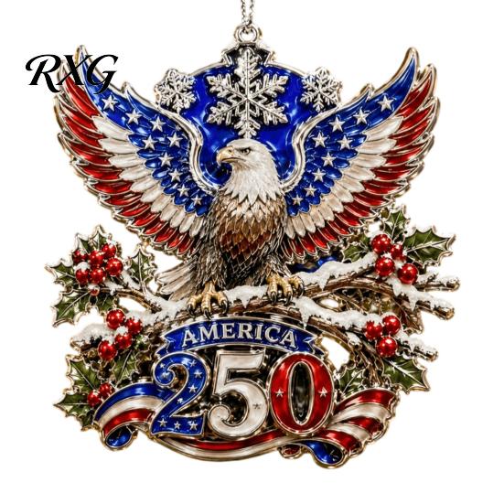 Durable Transparent Acrylic Hangings 250th Anniversary Christmas Ornament, Patriotic Hanging Decor Commemorative Keepsakes for Home with Eagle