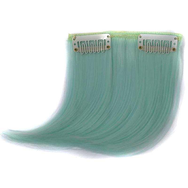 Hair Bangs 2Clips Clip-in Synthetic Hair Extension Rainbow Colorful Frontal Fake Fringe Hairpiece Instant Creative Hairstyle