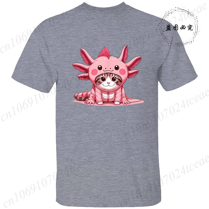 Axolotl-Gaming Anime Men's Women T-shirts Funny Graphic TShirt Tops  O Neck Short-sleeved Tops Summer Korean T Shirt Unisex Tees