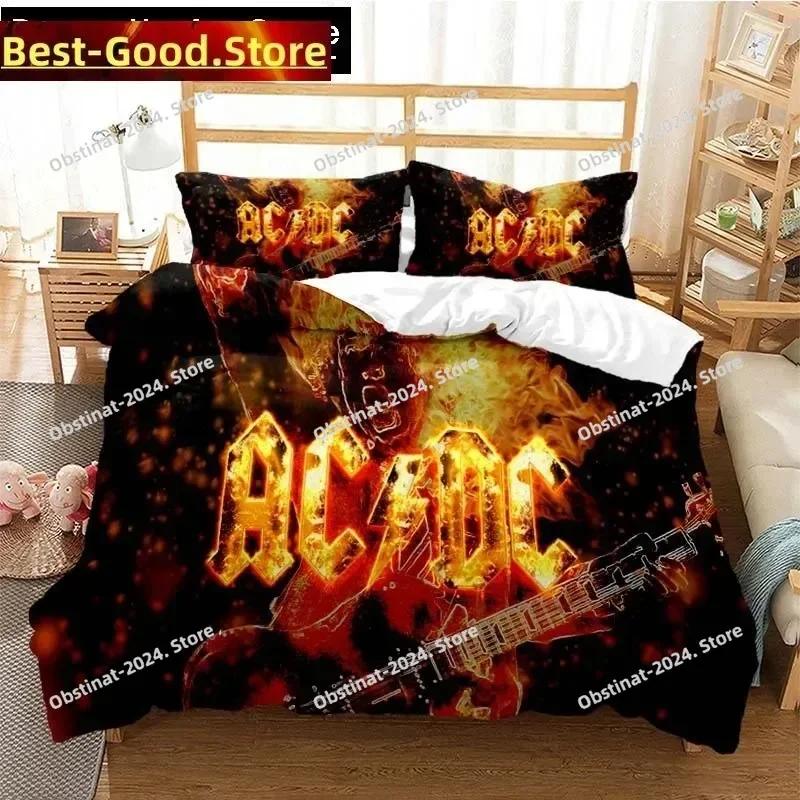 Fashion AC DC Rock Band Bedding Set Printed Bed Set With Pillowcase Bed Duvet Cover Soft Single Double Queen Super King Size
