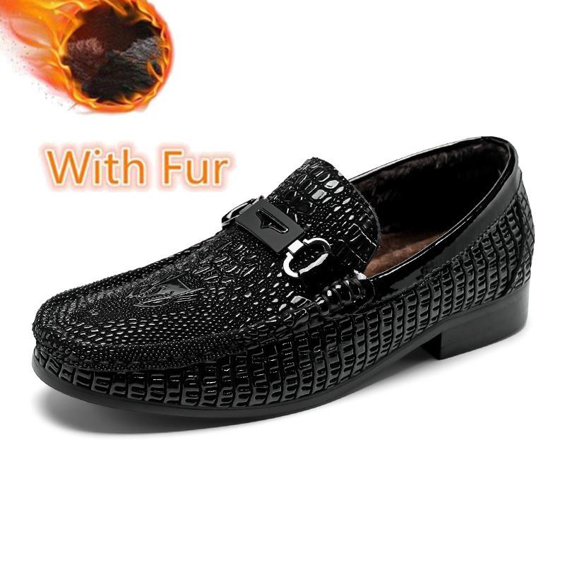 Fashion Crocodile Pattern Men Leather Loafers Non Slip Walking Flats Outdoor Slip On Casual Shoe Man Work Office Driving Shoes Moccasins