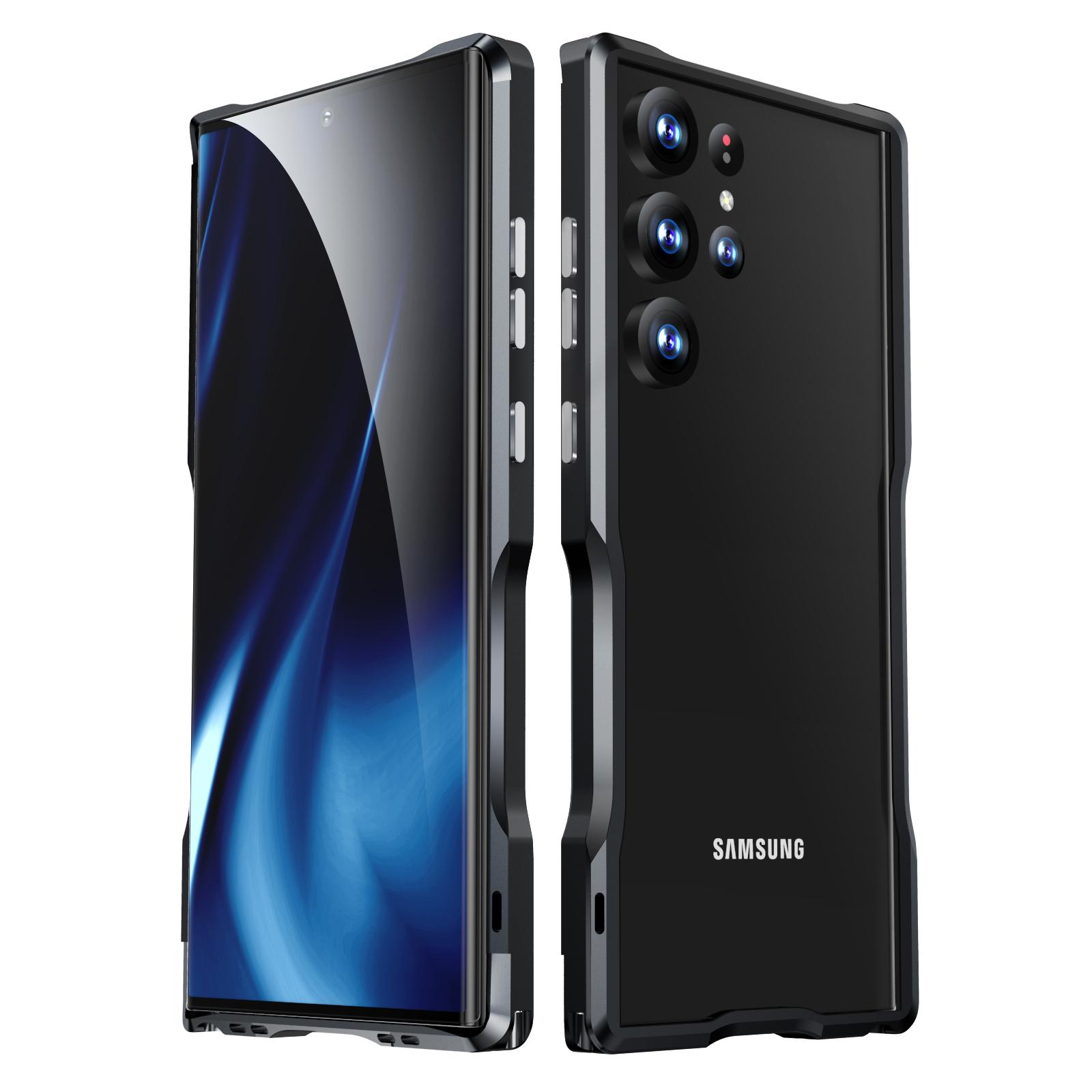 

LUPHIE для Samsung Galaxy S23 Ultra Металлическая рамка Задняя крышка телефона Защитный чехол для мобильного телефона Black