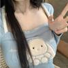 2KWEIRD Japanese Woman Tshirts Square Collar Tunic Summer Tees Fashion Irregular Crop Tops Casual Sweet Y2k T-shirt Shirts for Women