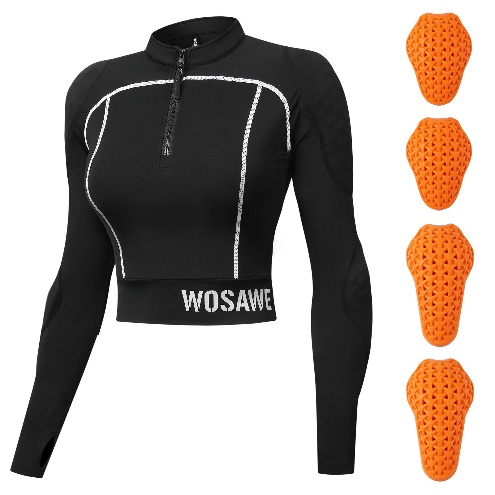 [WOSAWE] Женская мотоциклетная куртка укороченная с полумолнией парка с подкладкой летняя S чёрный