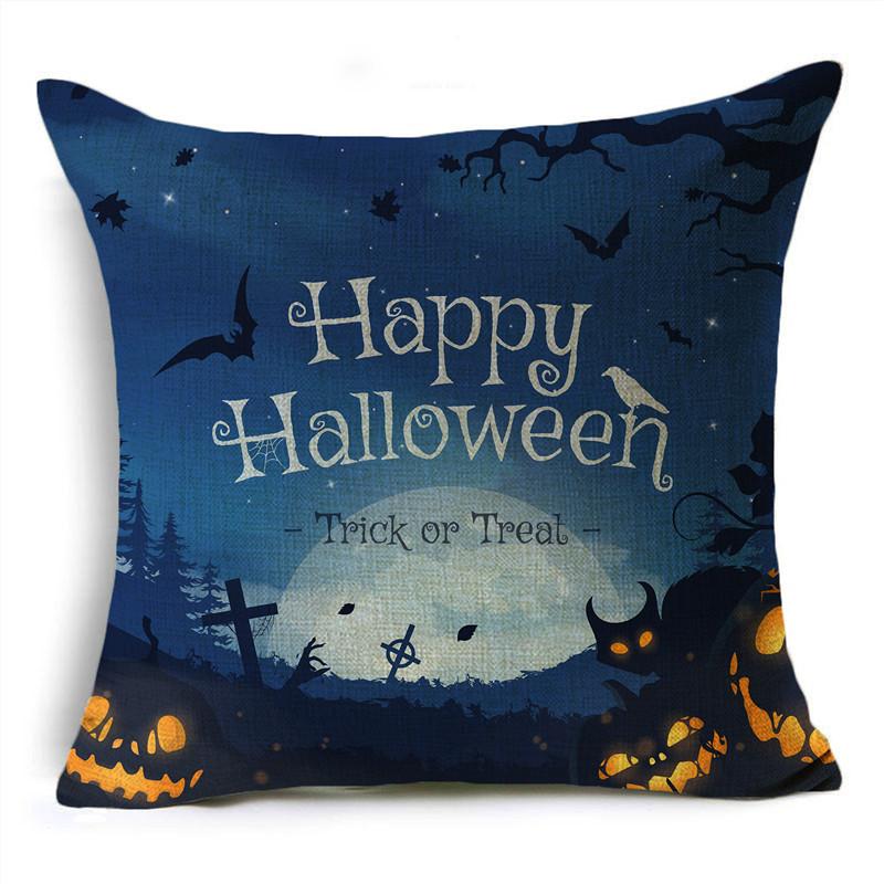 

Классическая серия Хэллоуина, фонарь из тыквы, дом с привидениями, льняная наволочка, декоративная наволочка для дивана, гостиной, вечеринки 40x40cm
