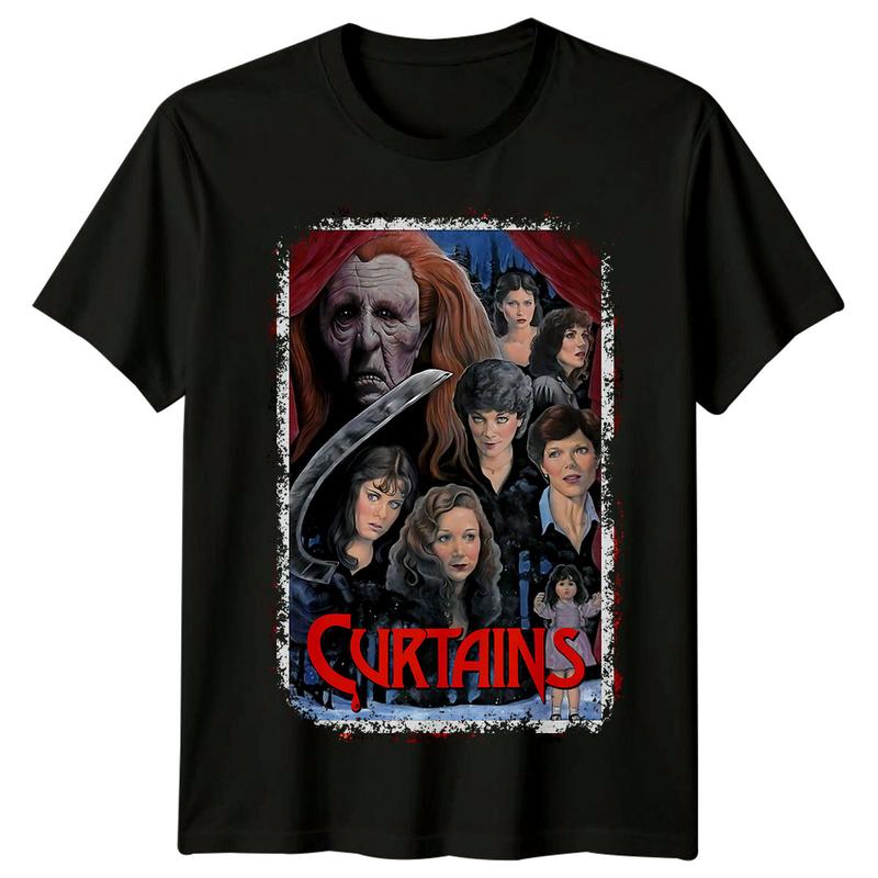 

Curtains (1983) Movie Poster Inspired Unisex T-Shirt Retro 80s Tee Unisex XXXL