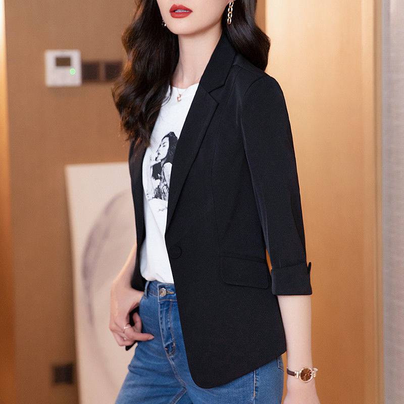 Giacca da completo sottile da donna a tre quarti per primavera ed estate, slim, casual, corta, piccola, taglie forti