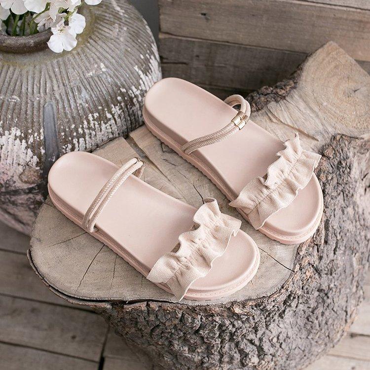 

Thick-soled cool slippers fairy style fashion two wear open-toed sandals with skirt lace slippers 40 абрикосовый