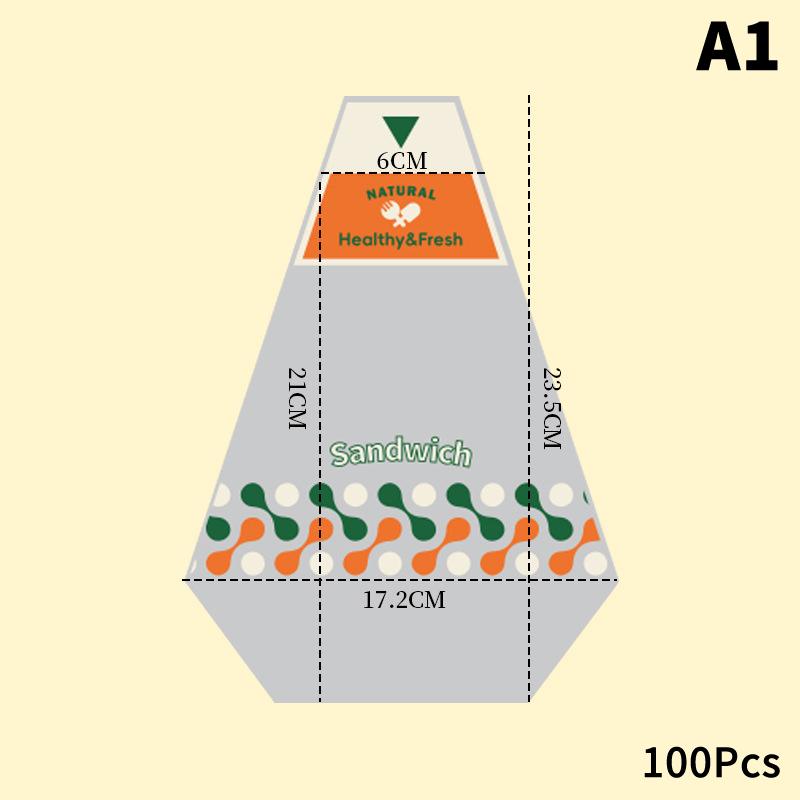 

100 шт. Упаковка для сэндвичей Прозрачная Пищевая для выпечки Легко рвущаяся Треугольная Упаковка для торта Одноразовый Прозрачный пакет