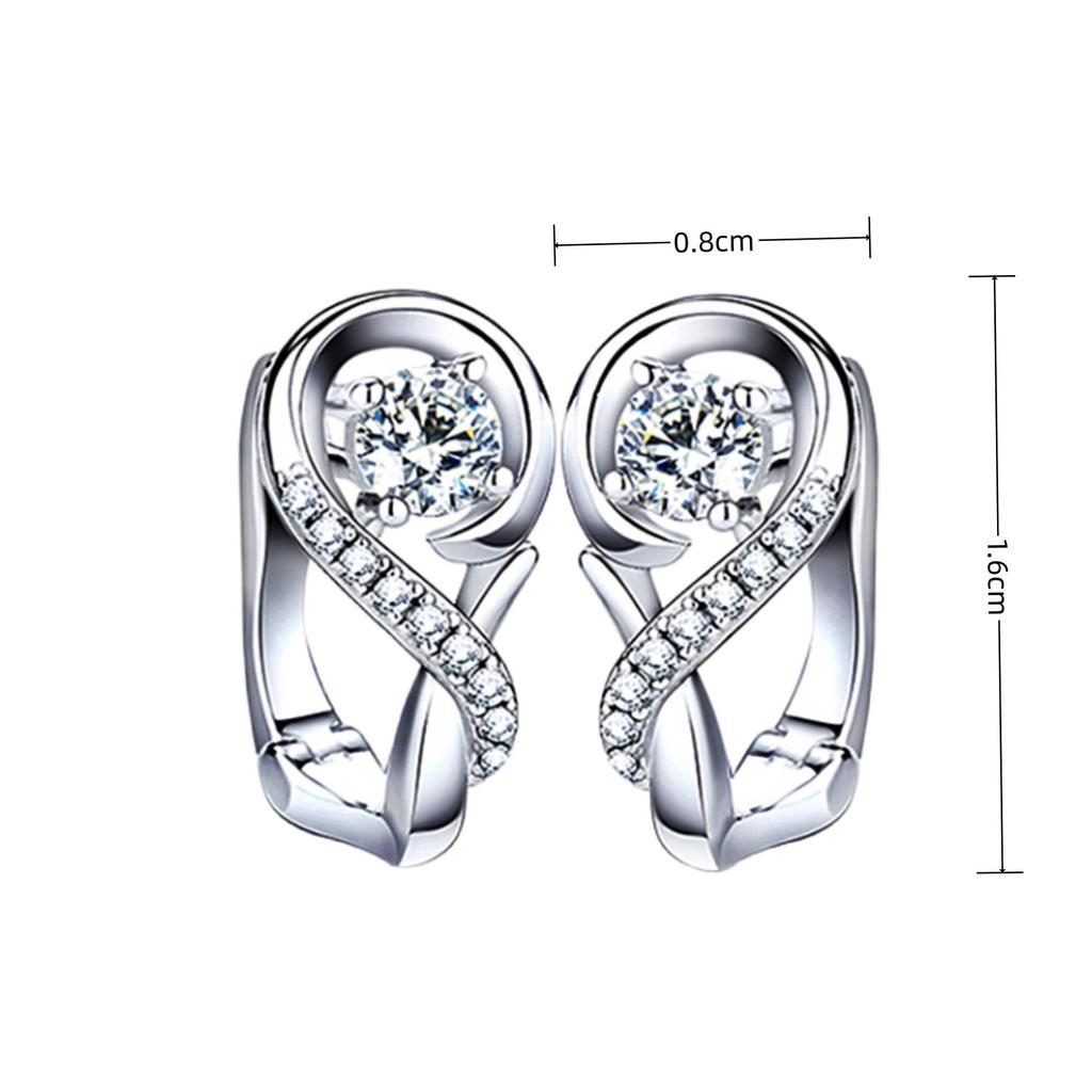925 Korean-Style Heart-Shaped Platinum-Plated Earrings for Women - Simple Love Design