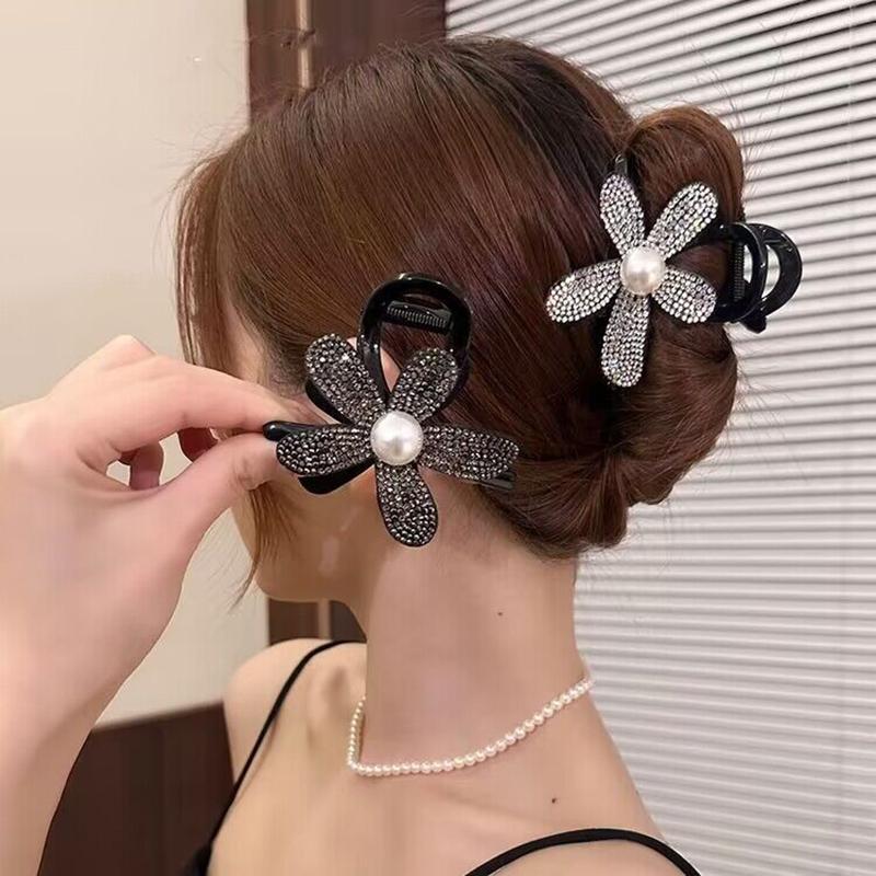 Neuer koreanischer Strass Haarspangen-Clip Stirnband Elegante Blume Haar-Krabbe Haarklammern für Damen Kopfschmuck Haarschmuck Pferdeschwanz Haarspangen