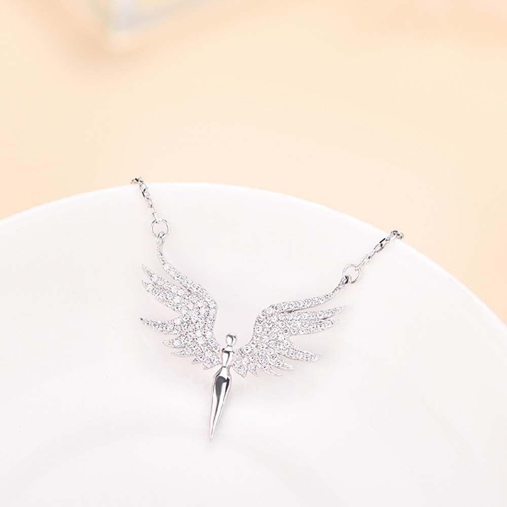 Angel Wings Crystal Rhinestones Zinc Zinc Alloy Korean Neck Jewelry Woman Necklaces Clavicle Chain Choker