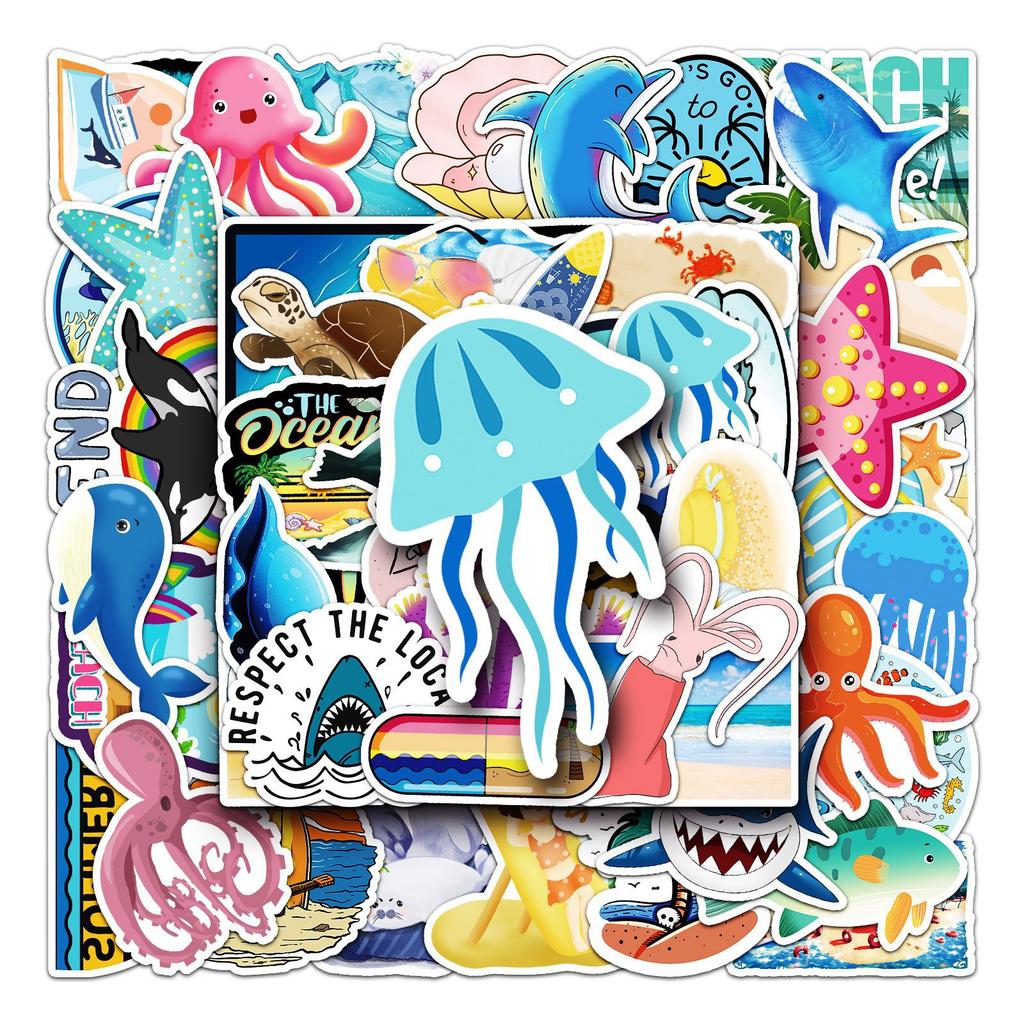 50 Photos of Marine Cute Bio DIY Decorative Notebook Hand Account Suitcase Scooter Car Graffiti Stickers