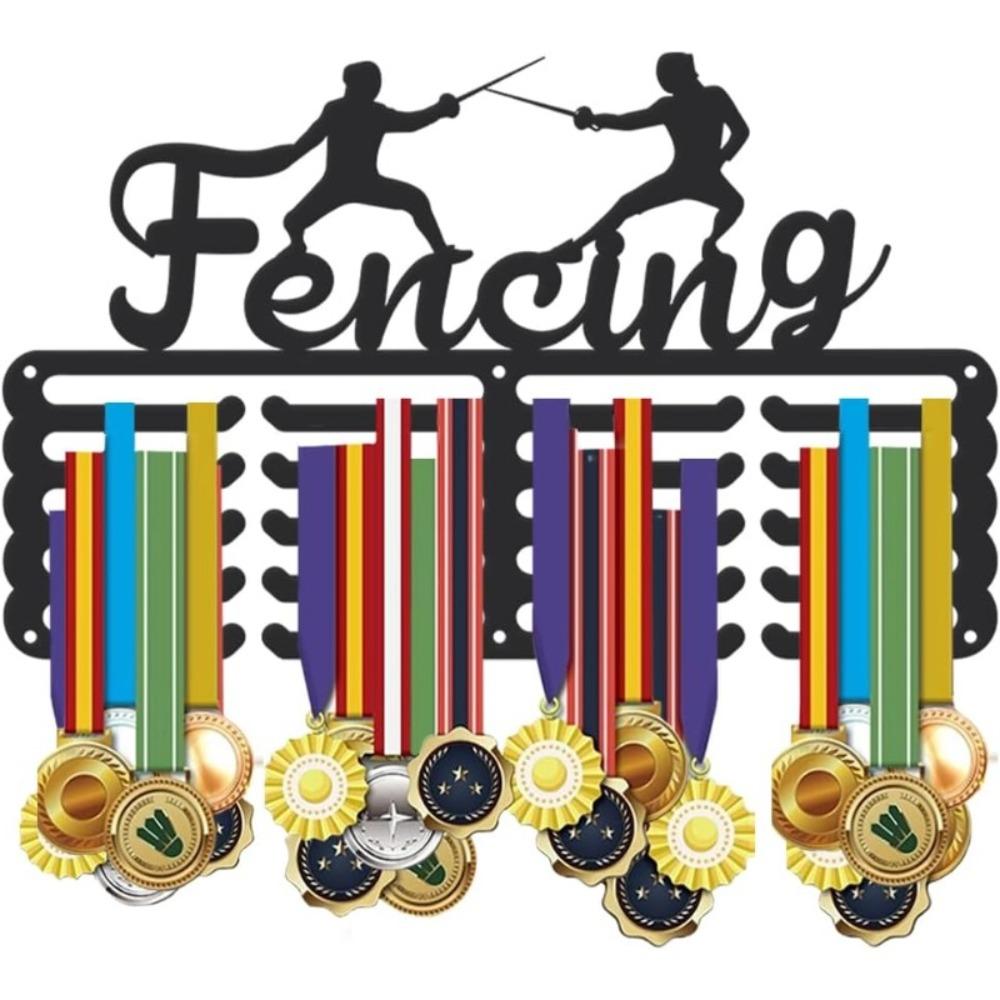 Metal Wall Mount Medal Display Holder for Sports Awards Organizer Matte Black Iron