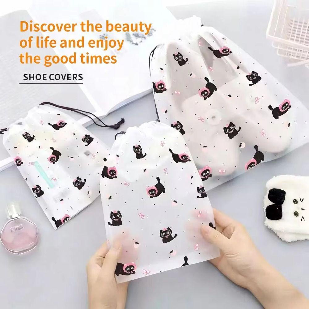 10Pcs Portable Cartoon Shoe Storage Bags Waterproof Reusable Shoe Organizer Set Moisture-proof Bow Rabbit Dustproof Shoe Bags