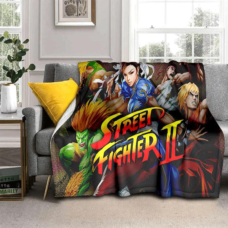 Street Fighter Retro Game SF Gamer Deken, Zachte Plaid voor Huis Slaapkamer Bed Bank Picknick Reizen Kantoor Dekentje Kinderen