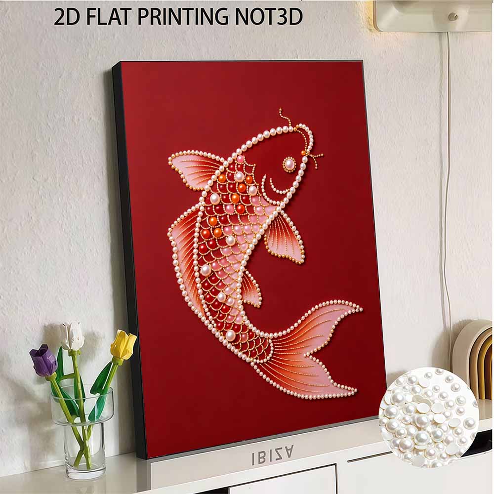 5D DIY Pearl Diamond Painting Kit Koi Fish Full Drill Embroidery Mosaic Art Home Wall Decor Gift