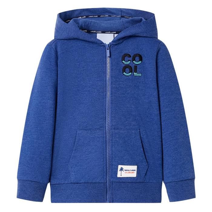 Sweat-shirt à capuche fermeture éclair enfants bleu foncé mélangé 92/104/116/128/140