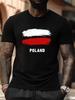 Großformatiges "Polen" Grafik-T-Shirt - Schwarz mit Weiß-Roter Polnischer Flaggen-Design